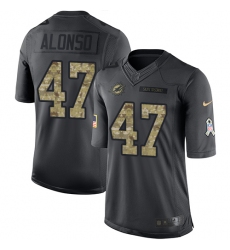 Youth Nike Miami Dolphins #47 Kiko Alonso Limited Black 2016 Salute to Service NFL Jersey