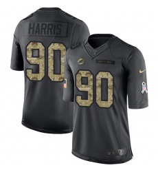 Men's Nike Miami Dolphins #90 Charles Harris Limited Black 2016 Salute to Service NFL Jersey