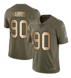 Men's Nike Miami Dolphins #90 Charles Harris Limited Olive/USA Flag 2017 Salute to Service NFL Jersey