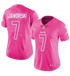 Women's Nike Philadelphia Eagles #7 Ron Jaworski Limited Pink Rush Fashion NFL Jersey