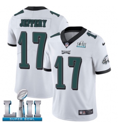 Men's Nike Philadelphia Eagles #17 Alshon Jeffery White Vapor Untouchable Limited Player Super Bowl LII NFL Jersey
