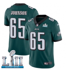 Youth Nike Philadelphia Eagles #65 Lane Johnson Midnight Green Team Color Vapor Untouchable Limited Player Super Bowl LII NFL Jersey