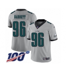 Men's Philadelphia Eagles #96 Derek Barnett Limited Silver Inverted Legend 100th Season Football Jersey