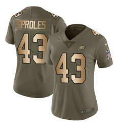 Women's Nike Philadelphia Eagles #43 Darren Sproles Limited Olive/Gold 2017 Salute to Service NFL Jersey