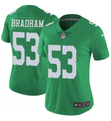 Women's Nike Philadelphia Eagles #53 Nigel Bradham Limited Green Rush Vapor Untouchable NFL Jersey