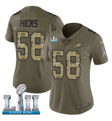 Women's Nike Philadelphia Eagles #58 Jordan Hicks Limited Olive/Camo 2017 Salute to Service Super Bowl LII NFL Jersey
