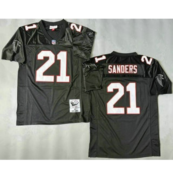 Men's Atlanta Falcons #21 Deion Sanders Black 1992 Throwback Jersey