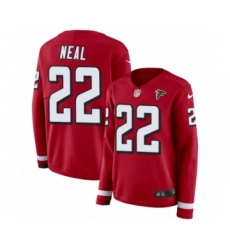 Women's Nike Atlanta Falcons #22 Keanu Neal Limited Red Therma Long Sleeve NFL Jersey