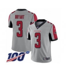 Men's Atlanta Falcons #3 Matt Bryant Limited Silver Inverted Legend 100th Season Football Jersey