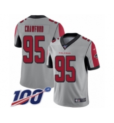 Youth Atlanta Falcons #95 Jack Crawford Limited Silver Inverted Legend 100th Season Football Jersey