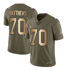 Youth Nike Atlanta Falcons #70 Jake Matthews Limited Olive/Gold 2017 Salute to Service NFL Jersey
