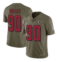 Youth Nike Atlanta Falcons #90 Derrick Shelby Limited Olive 2017 Salute to Service NFL Jersey