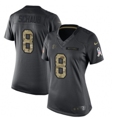 Women's Nike Atlanta Falcons #8 Matt Schaub Limited Black 2016 Salute to Service NFL Jersey