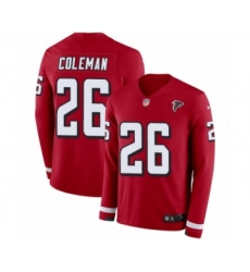 Men's Nike Atlanta Falcons #26 Tevin Coleman Limited Red Therma Long Sleeve NFL Jersey