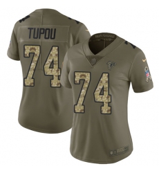 Women's Nike Atlanta Falcons #74 Tani Tupou Limited Olive/Camo 2017 Salute to Service NFL Jersey