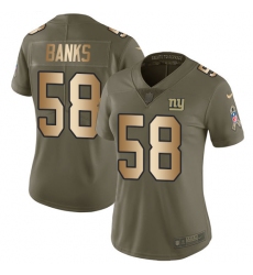 Women's Nike New York Giants #58 Carl Banks Limited Olive/Gold 2017 Salute to Service NFL Jersey