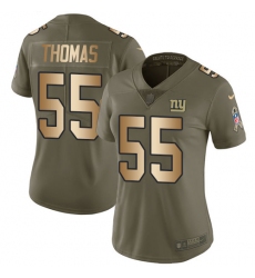 Women's Nike New York Giants #55 J.T. Thomas Limited Olive/Gold 2017 Salute to Service NFL Jersey