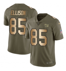 Men's Nike New York Giants #85 Rhett Ellison Limited Olive/Gold 2017 Salute to Service NFL Jersey