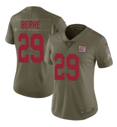 Women's Nike New York Giants #29 Nat Berhe Limited Olive 2017 Salute to Service NFL Jersey
