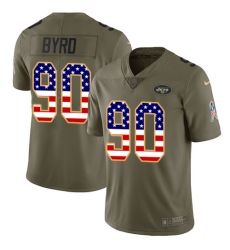 Men's Nike New York Jets #90 Dennis Byrd Limited Olive/USA Flag 2017 Salute to Service NFL Jersey