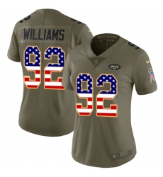 Women's Nike New York Jets #92 Leonard Williams Limited Olive/USA Flag 2017 Salute to Service NFL Jersey