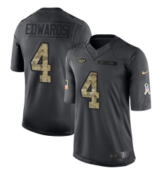 Men's Nike New York Jets #4 Lac Edwards Limited Black 2016 Salute to Service NFL Jersey
