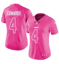 Women's Nike New York Jets #4 Lac Edwards Limited Pink Rush Fashion NFL Jersey