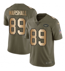 Youth Nike New York Jets #89 Jalin Marshall Limited Olive/Gold 2017 Salute to Service NFL Jersey