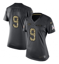 Women's Nike New York Jets #9 Bryce Petty Limited Black 2016 Salute to Service NFL Jersey