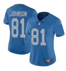 Women's Nike Detroit Lions #81 Calvin Johnson Limited Blue Alternate Vapor Untouchable NFL Jersey