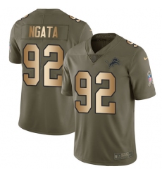 Youth Nike Detroit Lions #92 Haloti Ngata Limited Olive/Gold Salute to Service NFL Jersey