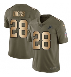 Youth Nike Detroit Lions #28 Quandre Diggs Limited Olive/Gold Salute to Service NFL Jersey