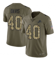 Men's Nike Detroit Lions #40 Jarrad Davis Limited Olive/Camo Salute to Service NFL Jersey
