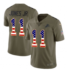 Men's Nike Detroit Lions #11 Marvin Jones Jr Limited Olive/USA Flag Salute to Service NFL Jersey