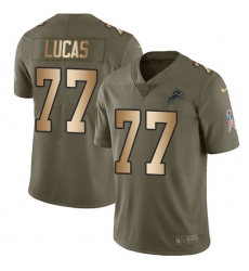 Men's Nike Detroit Lions #77 Cornelius Lucas Limited Olive/Gold Salute to Service NFL Jersey