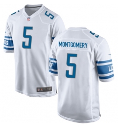Men's Detroit Lions #5 David Montgomery White Football Stitched Game Jersey