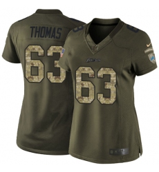 Women's Nike Detroit Lions #63 Brandon Thomas Elite Green Salute to Service NFL Jersey