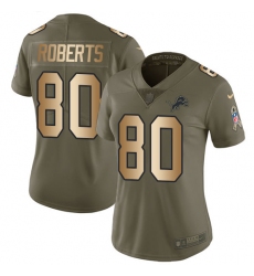 Women's Nike Detroit Lions #80 Michael Roberts Limited Olive/Gold Salute to Service NFL Jersey