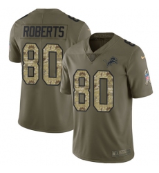 Youth Nike Detroit Lions #80 Michael Roberts Limited Olive/Camo Salute to Service NFL Jersey