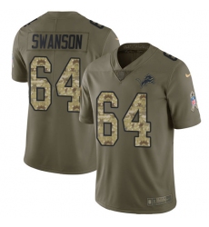 Men's Nike Detroit Lions #64 Travis Swanson Limited Olive/Camo Salute to Service NFL Jersey