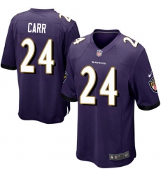Men's Nike Baltimore Ravens #24 Brandon Carr Game Purple Team Color NFL Jersey