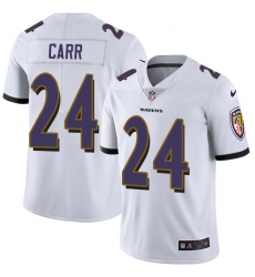 Youth Nike Baltimore Ravens #24 Brandon Carr White Vapor Untouchable Limited Player NFL Jersey