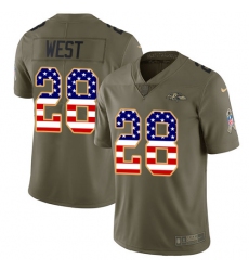 Youth Nike Baltimore Ravens #28 Terrance West Limited Olive/USA Flag Salute to Service NFL Jersey