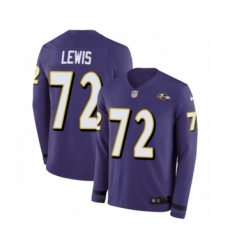Youth Nike Baltimore Ravens #72 Alex Lewis Limited Purple Therma Long Sleeve NFL Jersey
