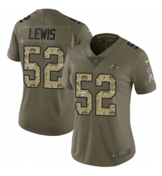 Women's Nike Baltimore Ravens #52 Ray Lewis Limited Olive/Camo Salute to Service NFL Jersey