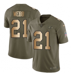 Men's Nike Baltimore Ravens #21 Lardarius Webb Limited Olive/Gold Salute to Service NFL Jersey