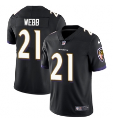 Youth Nike Baltimore Ravens #21 Lardarius Webb Black Alternate Vapor Untouchable Limited Player NFL Jersey
