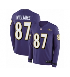 Youth Nike Baltimore Ravens #87 Maxx Williams Limited Purple Therma Long Sleeve NFL Jersey