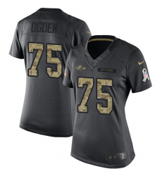 Women's Nike Baltimore Ravens #75 Jonathan Ogden Limited Black 2016 Salute to Service NFL Jersey