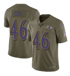 Men's Nike Baltimore Ravens #46 Morgan Cox Limited Olive 2017 Salute to Service NFL Jersey